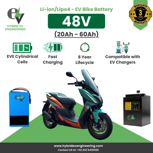 48V Li-ion / LiFePO₄ EV Bike Battery (20Ah–60Ah)
